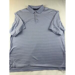 Polo Golf Ralph Lauren Pima Cotton Baby Blue White Striped Polo Shirt Men's XL